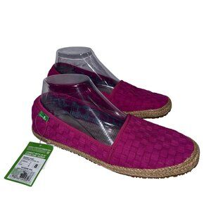 Sanuk Womens 8 Woven Basket Case Sidewalk Surfer Yoga Mat Slip On Flats Pink